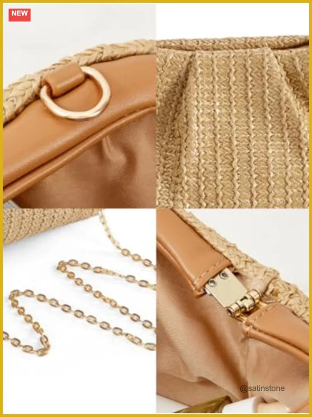 Woven Straw Clutch Purse Crossbody Evening Handbag Shoulder Bag Summer